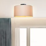 Garry single light ceiling light fabric in cream shade D38x21cm - Image 2