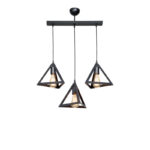 Тросветилна таванска светилка Lich pp во црна нијанса 60x24x75 см