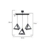 Three-light Lich pp ceiling lamp in black shade 60x24x75cm - Image 3