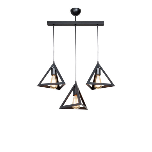 Three-light Lich pp ceiling lamp in black shade 60x24x75cm