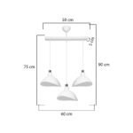 Three-light ceiling lamp Triha pp in white shade 60x22x90cm - Слика 4