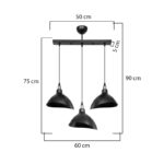 Triha pp three-light ceiling lamp in black shade 60x22x90cm - Слика 4