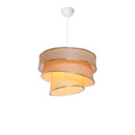 Single light ceiling lamp Tazma fabric in beige shade D38x65cm - Image 3