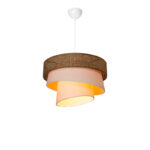 Single light ceiling lamp Tazma fabric in brown and cream shade D38x65cm - Image 3