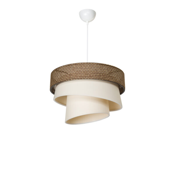 Single light ceiling lamp Tazma fabric in brown and cream shade D38x65cm