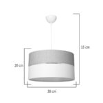 Single light ceiling lamp Opal fabric in natural and cream shade D38x55cm - Слика 4