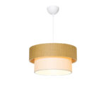 Pisco single-light ceiling lamp fabric in natural and cream shade D38x55cm - Image 3