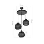 Three-light ceiling light PWL-0973 I  E27 black D35x18cm - Image 4
