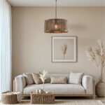 Lambu single-light ceiling lamp E27 in brown shade Φ40x20cm - Image 2