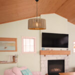 Lambu single-light ceiling lamp E27 in natural shade Φ40x20cm - Слика 2