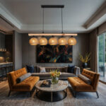 Five-light ceiling lamp Salote E27 in brown-natural shade 100x18x24cm - Image 2