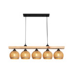 Five-light ceiling lamp Salote E27 in brown-natural shade 100x18x24cm - Image 3