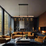 Five-light ceiling lamp Salote E27 in brown-black shade 100x18x24cm - Image 2