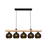Five-light ceiling lamp Salote E27 in brown-black shade 100x18x24cm - Image 3