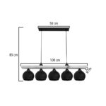 Five-light ceiling lamp Salote E27 in brown-black shade 100x18x24cm - Image 4