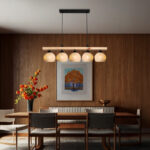 Five-light ceiling lamp Salote E27 in brown-cream shade 100x18x24cm - Слика 2