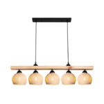 Five-light ceiling lamp Salote E27 in brown-cream shade 100x18x24cm - Слика 3