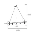 Five-light ceiling lamp Lagoon E27 in brown shade 100x8.5x10.5cm - Слика 4