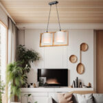 Sereda double-light ceiling lamp E14 in brown-cream shade 54x14x27cm - Слика 2