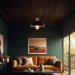 Artisan single-light ceiling lamp E27 in black-bronze shade Φ25.5x17cm - Слика 2