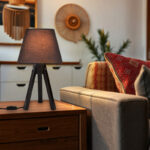 Adeck E27 table lamp in brown-gray shade Φ25x45cm - Слика 2