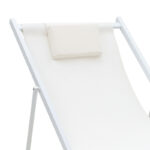 Professional chaise longue Corte beech alouminum white-beige textilene fabric - Слика 4