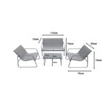 Veranda living room set of 4 pieces metal and textilene in anthracite shade - Image 2