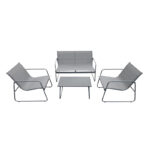 Veranda living room set of 4 pieces metal and textilene in anthracite shade