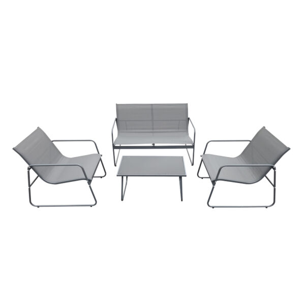 Veranda living room set of 4 pieces metal and textilene in anthracite shade