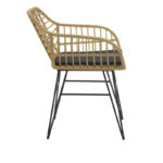 Πολυθρόνα Naoki rattan σε φυσική απόχρωση με μαύρο μαξιλάρι και μεταλλικό μαύρο πόδι 58x64x81εκ - Image 3