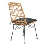 Naoki rattan chair in natural shade with black cushion and black metal leg 45.5x59.5x89cm - Слика 2