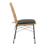 Naoki rattan chair in natural shade with black cushion and black metal leg 45.5x59.5x89cm - Слика 3