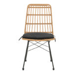 Naoki rattan chair in natural shade with black cushion and black metal leg 45.5x59.5x89cm - Слика 4