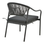 Armchair Jerqui wicker rattan black-metal black legs-black cushion  60x64x78cm - Слика 2
