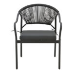 Armchair Jerqui wicker rattan black-metal black legs-black cushion  60x64x78cm - Слика 4