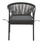 Armchair Jerqui wicker rattan black-metal black legs-black cushion  60x64x78cm - Слика 5