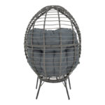 Armchair Nestie wicker rattan grey-metal grey legs-grey cushion 102x80x155cm - Image 5