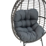 Armchair Nestie wicker rattan grey-metal grey legs-grey cushion 102x80x155cm - Image 6