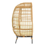 Armchair Frox wicker rattan natural-metal natural-black legs-beige cushion 96x76x145cm - Слика 3