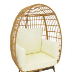 Armchair Frox wicker rattan natural-metal natural-black legs-beige cushion 96x76x145cm - Слика 5