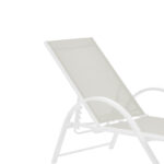 Lounger with arms Attain white aluminum and textilene in beige color 200x62x35cm - Image 2
