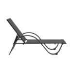 Lounger with arms Attain aluminum and textilene in dark gray shade 200x62x35 - Image 2