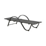 Lounger with arms Attain aluminum and textilene in dark gray shade 200x62x35 - Image 3