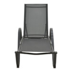 Lounger with arms Attain aluminum and textilene in dark gray shade 200x62x35 - Image 4