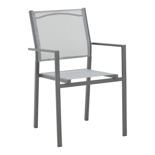 Armchair Confidence anthracite metal and gray textilene 54x54x86cm