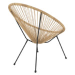Garden armchair Acapulco black metal - pe rattan in natural shade 71x78x85cm - Слика 2