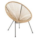 Garden armchair Acapulco black metal - pe rattan in natural shade 71x78x85cm