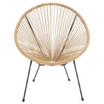 Garden armchair Acapulco black metal - pe rattan in natural shade 71x78x85cm - Слика 4