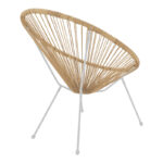 Garden armchair Acapulco white metal - pe rattan in natural shade 71x76x85cm - Слика 2