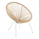 Garden armchair Acapulco white metal - pe rattan in natural shade 71x76x85cm